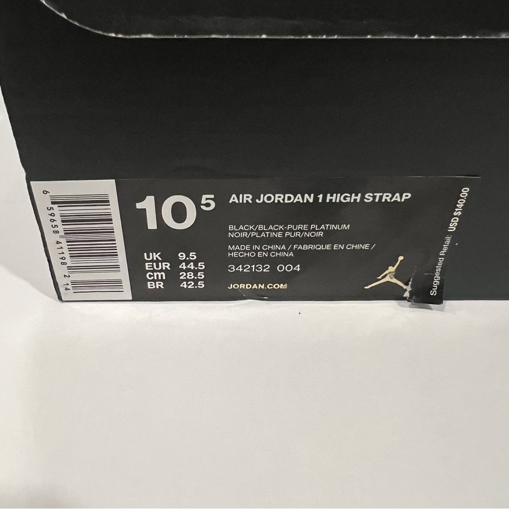 Jordan 1 Retro High Strap Black/Black-Pure Platinum in Original Box-Release ‘17 - Picture 5 of 12